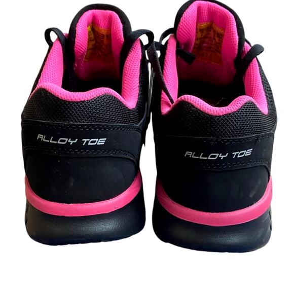 Skechers Women's Work Sneaker 11 Black Pink Alloy Toe Slip Resistant NEW - Picture 7 of 10